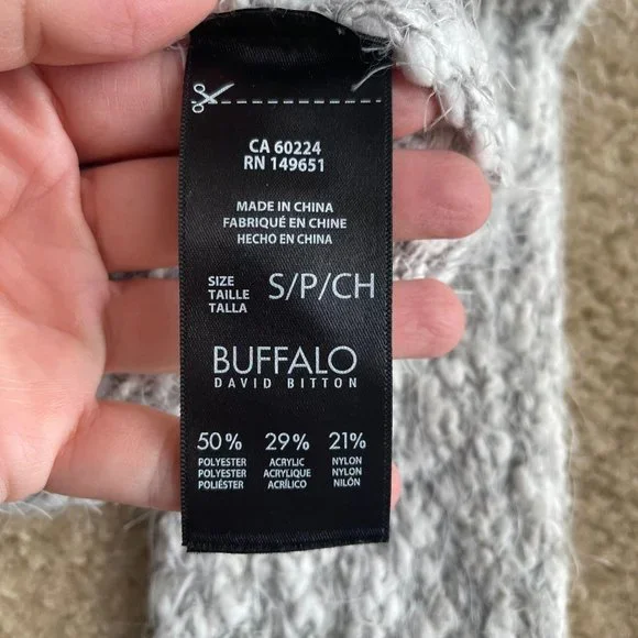 Buffalo White Gray Eyelash Cozy Sweater Small - Picture 5 of 8